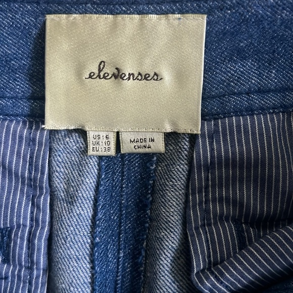 Anthropologie Elevenses Straight Wide-Leg Linen Blue Pants - Women's Size 6 - Picture 2 of 8